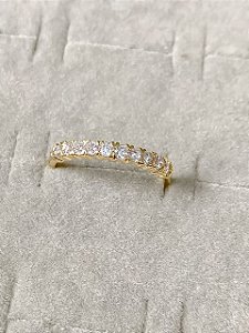 Anel Aparador Com Zircônias Cristal Banhado a Ouro