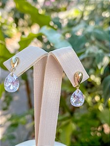 Brinco Pingente Gota em Zircônia