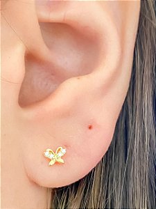 Brinco Borboleta Mini Cravejado em Zircônias