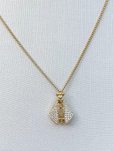 Colar Nossa Senhora Aparecida Cravejado em Zircônias Cristal