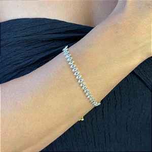 Pulseira Navetes Cristal Banhada a Ouro 18k