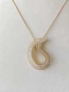Colar Gota Vazada Cravejada em Zircônias