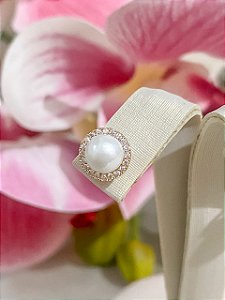 Brinco Redondo de Pérola com Micro Zircônias