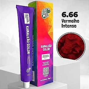 Coloração Permanente Vermelho Intenso 6.66 50g - Kamaleão Color