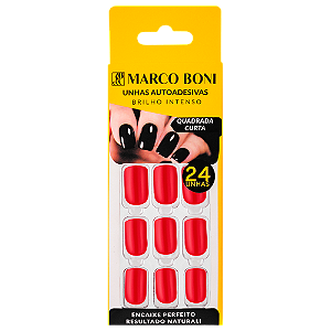 Unhas Autoadesivas Quadrada Curta Vermelho Claro 1970 - Marco Boni