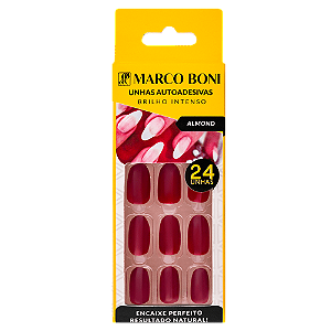 Unhas Autoadesivas Almond Vermelho Escuro 1955 - Marco Boni
