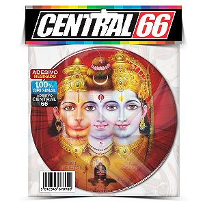 Adesivo Resinado Redondo Rama Shiva Hanuman Laranja - 3 cabeças