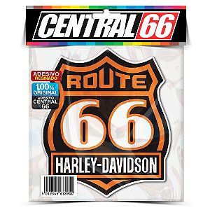 Adesivo Resinado Redondo Rout 66 - Escudo Harley