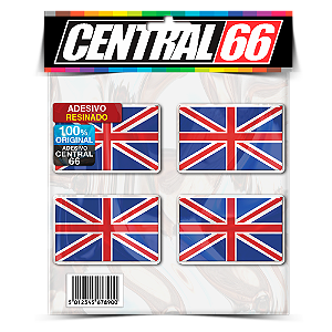 Kit 4 Adesivos Resinados Bandeiras Inglaterra Reino Unido 5x3
