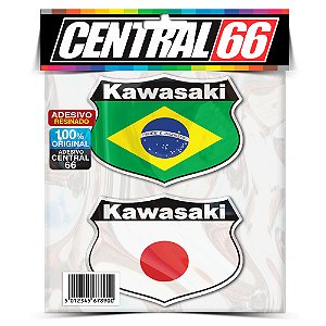 Kit Adesivos Emblema Escudo Kawasaki Brasil Japão Resinado