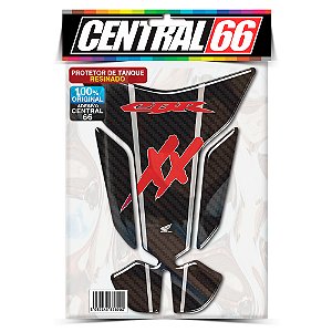 Tankpad Honda CBR XX  2011 - Carbono/Vermelho Faixa Prata Adesivo Protetor Resinado