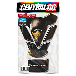 Tankpad Universal Mortal Kombat M1 - Scorpion mascara amarela Adesivo Protetor Resinado