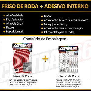 Kit Adesivo Interno de Roda P FYM + Friso Dourado Refletivo