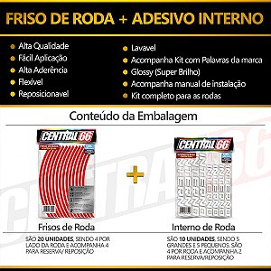 Kit Adesivo Interno de Roda P Suzuki + Friso Vermelho Refletivo