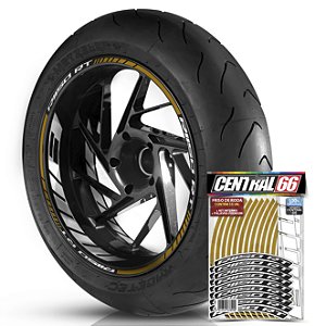 Adesivo Friso de Roda M1 +  Palavra Bmw R1150 RT + Interno G BMW - Filete Dourado Refletivo