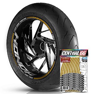 Adesivo Friso de Roda M1 +  Palavra CBX 250 TWISTER + Interno G Honda - Filete Dourado Refletivo