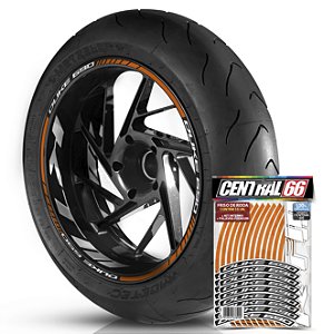 Adesivo Friso de Roda M1 +  Palavra Ktm DUKE 690 + Interno G KTM - Filete Laranja Refletivo