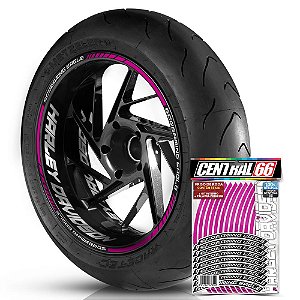 Adesivo Friso de Roda M1 +  Palavra SCREAMING EAGLE + Interno G Harley Davidson - Filete Rosa