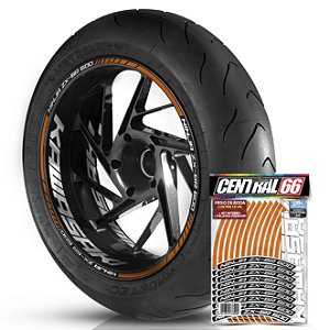 Adesivo Friso de Roda M1 +  Palavra NINJA ZX 6 R 600 + Interno G Kawasaki - Filete Laranja Refletivo