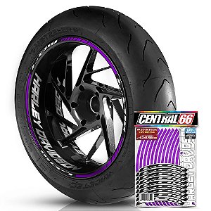 Adesivo Friso de Roda M1 +  Palavra LOW + Interno G Harley Davidson - Filete Roxo