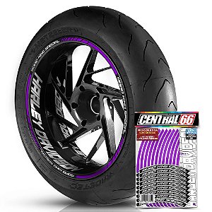 Adesivo Friso de Roda M1 +  Palavra ROAD KING SPECIAL + Interno G Harley Davidson - Filete Roxo