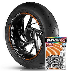 Adesivo Friso de Roda M1 +  Palavra LIGHTNING CITY CROSS + Interno G Buell - Filete Laranja Refletivo