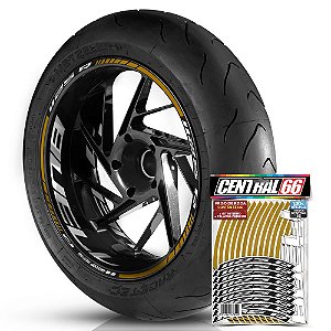 Adesivo Friso de Roda M1 +  Palavra 1125 R + Interno G Buell - Filete Dourado Refletivo