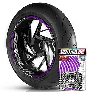 Adesivo Friso de Roda M1 +  Palavra APRILIA SR + Interno G Aprilia - Filete Roxo