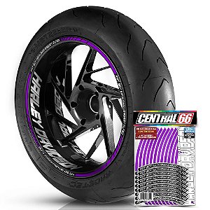 Adesivo Friso de Roda M1 +  Palavra FAT BOY 115TH ANNIVERSARY FLFBS + Interno G Harley Davidson - Filete Roxo