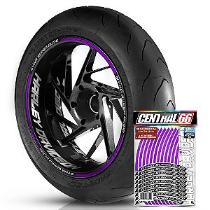 Adesivo Friso de Roda M1 +  Palavra SYNA SUPER GLIDE + Interno G Harley Davidson - Filete Roxo