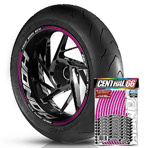 Adesivo Friso de Roda M1 +  Palavra BIZ 125 EX + Interno G Honda - Filete Rosa