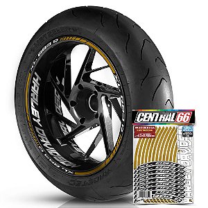 Adesivo Friso de Roda M1 +  Palavra XL 883 R + Interno G Harley Davidson - Filete Dourado Refletivo