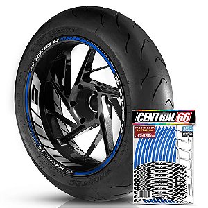 Adesivo Friso de Roda M1 +  Palavra S 1000 R + Interno G BMW - Filete Azul Refletivo