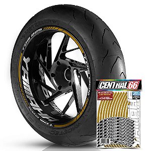 Adesivo Friso de Roda M1 +  Palavra TDM 225 + Interno G Yamaha - Filete Dourado Refletivo