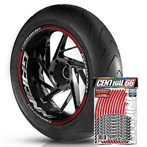 Adesivo Friso de Roda M1 +  Palavra GR150P + Interno G Garinni - Filete Vermelho Refletivo