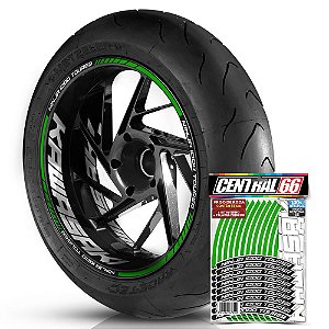 Adesivo Friso de Roda M1 +  Palavra NINJA 1000 TOURER + Interno G Kawasaki - Filete Verde Refletivo