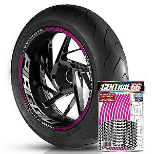 Adesivo Friso de Roda M1 +  Palavra VESPA GTS + Interno G Piaggio - Filete Rosa