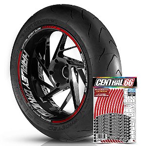 Adesivo Friso de Roda M1 +  Palavra SOFTAIL SPORT GLIDE + Interno G Harley Davidson - Filete Vermelho Refletivo