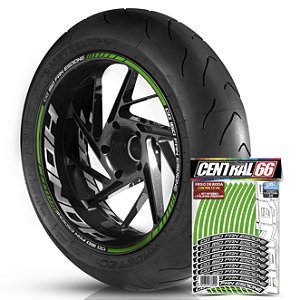 Adesivo Friso de Roda M1 +  Palavra CG 160 FAN ESDIONE + Interno G Honda - Filete Verde Refletivo