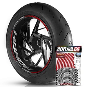 Adesivo Friso de Roda M1 +  Palavra CG 160 FAN ESDIONE + Interno G Honda - Filete Vermelho Refletivo