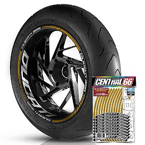 Adesivo Friso de Roda M1 +  Palavra DUCATI 998 + Interno G Ducati - Filete Dourado Refletivo