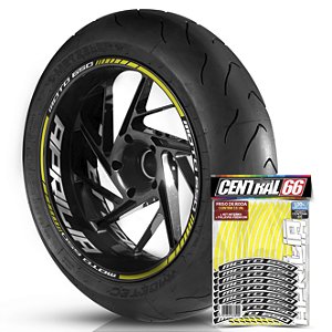 Adesivo Friso de Roda M1 +  Palavra MOTO 650 + Interno G Aprilia - Filete Amarelo