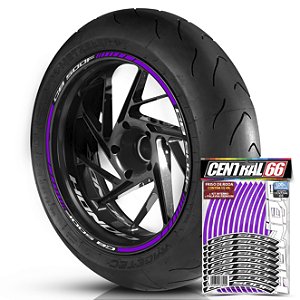 Adesivo Friso de Roda M1 +  Palavra CB 500 F + Interno P Honda - Filete Roxo