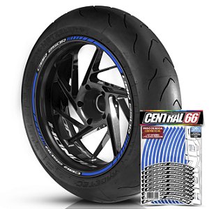 Adesivo Friso de Roda M1 +  Palavra CBR 250 R + Interno P Honda - Filete Azul Refletivo