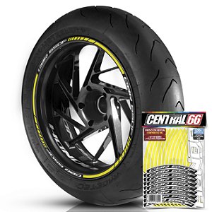 Adesivo Friso de Roda M1 +  Palavra CBR 650 F + Interno P Honda - Filete Amarelo