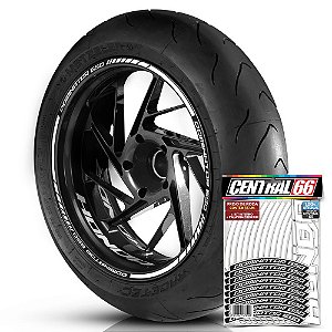 Adesivo Friso de Roda M1 +  Palavra DOMINATOR 650 + Interno P Honda - Filete Branco