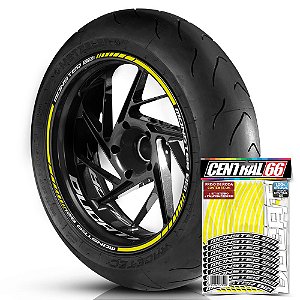 Adesivo Friso de Roda M1 +  Palavra MONSTER 821 + Interno P Ducati - Filete Amarelo