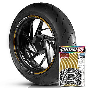 Adesivo Friso de Roda M1 +  Palavra NC 750X + Interno P Honda - Filete Dourado Refletivo
