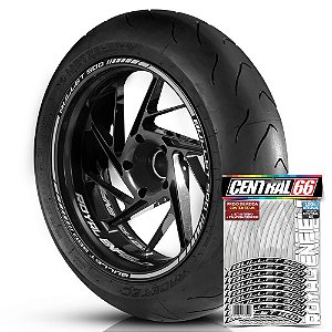 Adesivo Friso de Roda M1 +  Palavra Royal Enfield BULLET 500 + Interno P Bullet - Filete Prata Refletivo