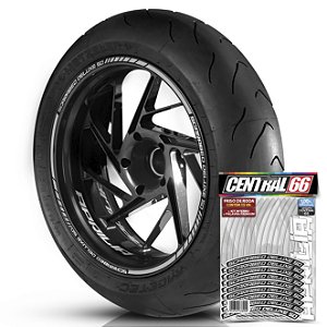 Adesivo Friso de Roda M1 +  Palavra SCARABEO DELUXE 50 + Interno P Aprilia - Filete Prata Refletivo